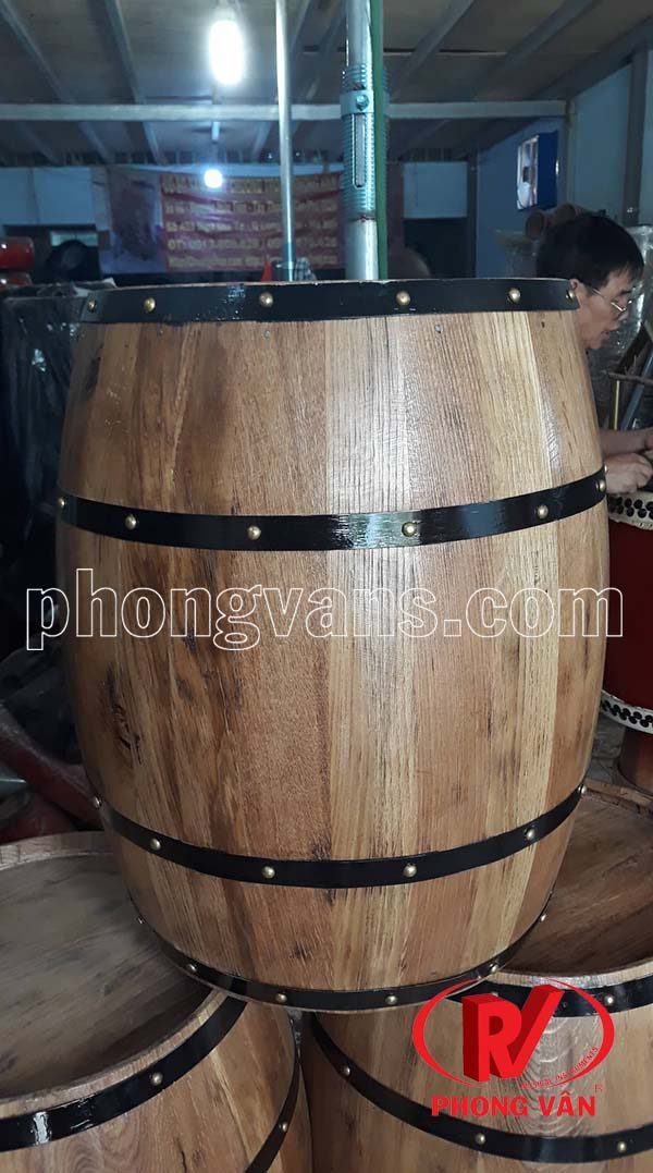 Thùng rượu gỗ sồi trang trí cao 60 cm