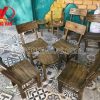 Bộ bàn ghế gỗ thông quán cafe màu giả cổ