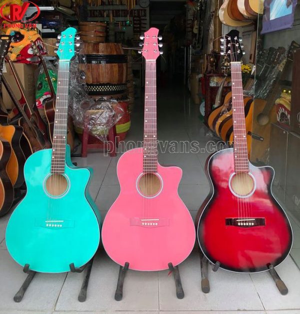 Đàn guitar gỗ ván ép mặt thông nhiều màu