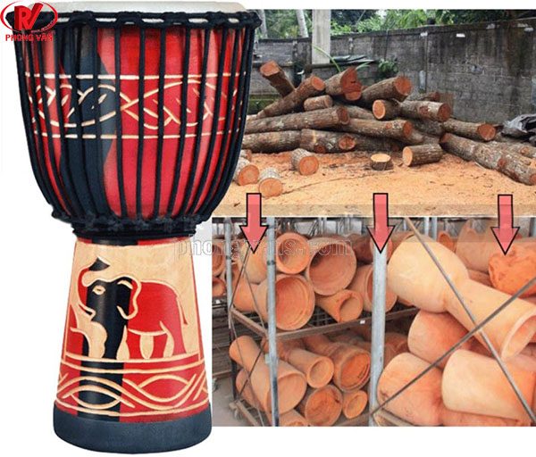 Trống vỗ tay Châu Phi djembe gỗ 10 inch