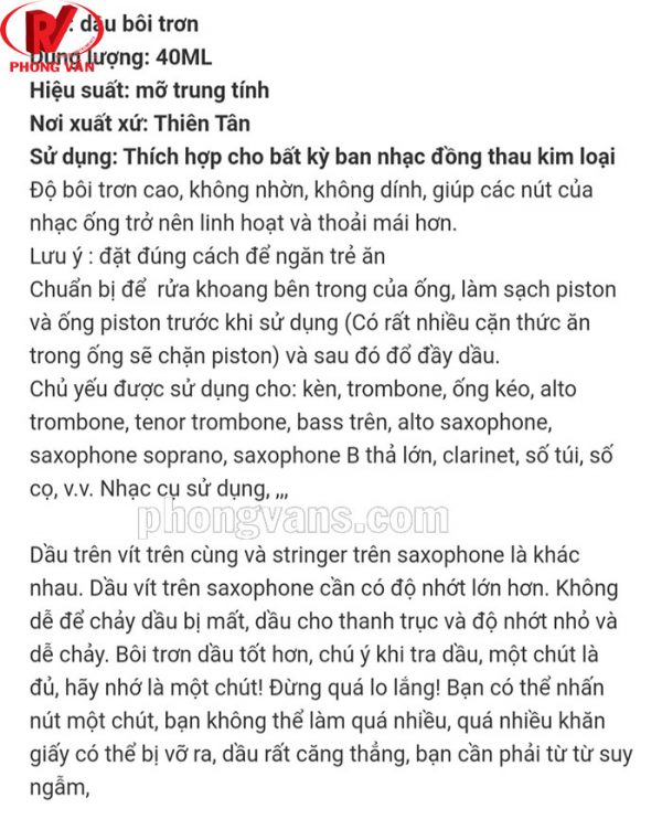 Dầu bôi trơn kèn đồng