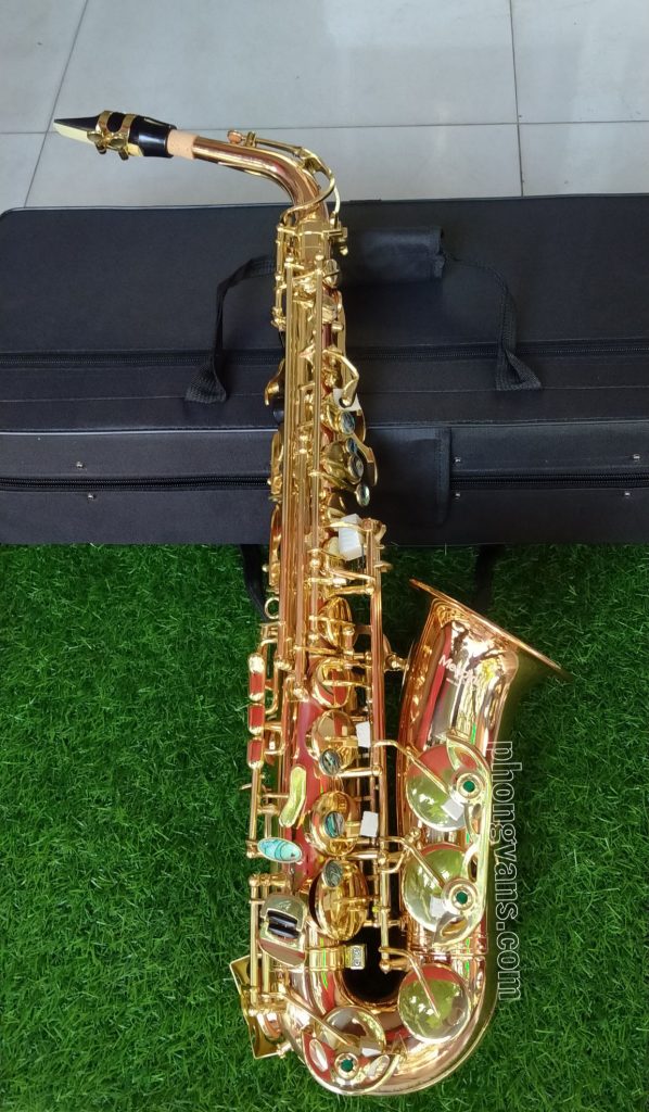 Kèn Saxophone alto hãng Mendini 3 màu loa đỏ PHONG VÂN MUSIC