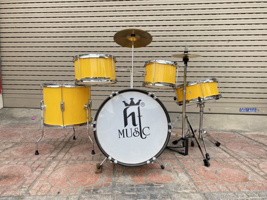 Bộ trống jazz HT Music chuyên nghiệp màu vàng cho trẻ em