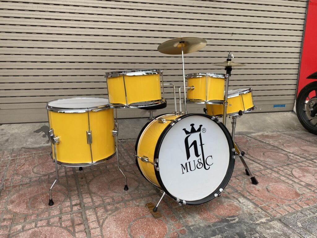 Bộ trống jazz HT Music chuyên nghiệp màu vàng cho trẻ em