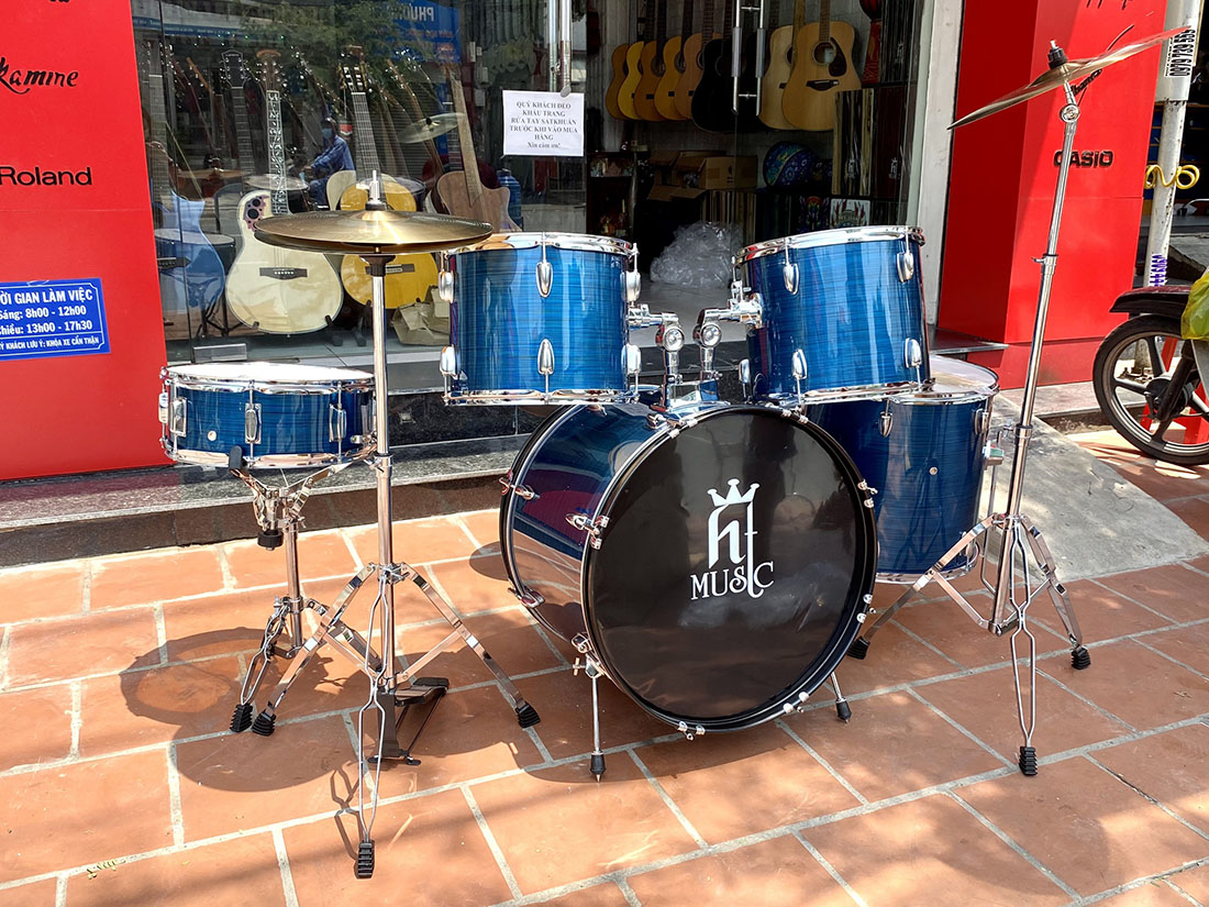 Trống jazz drum hãng HT music màu xanh sọc