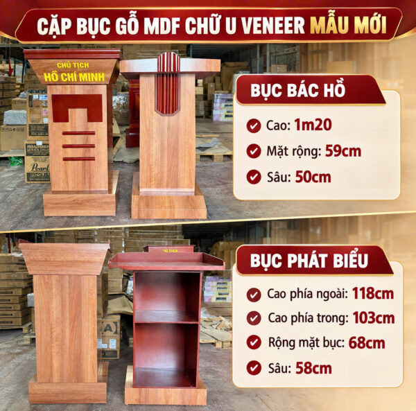 bục hội truong (1) Cặp Bục Gỗ MDF Chữ U Veneer